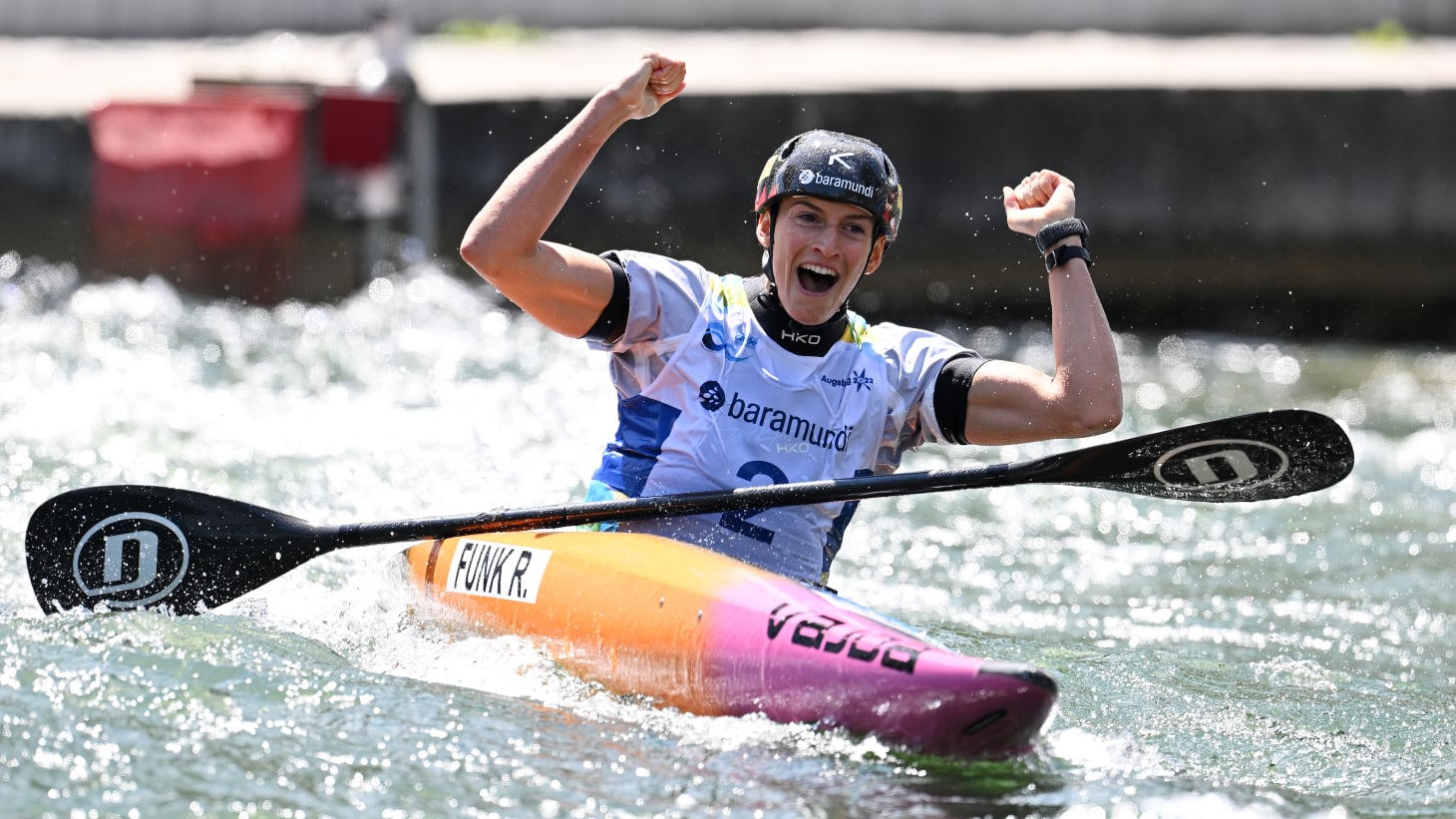 Ricarda Funk verteidigte 2022 in Augsburg ihren WM-Titel im Kanuslalom der Frauen.