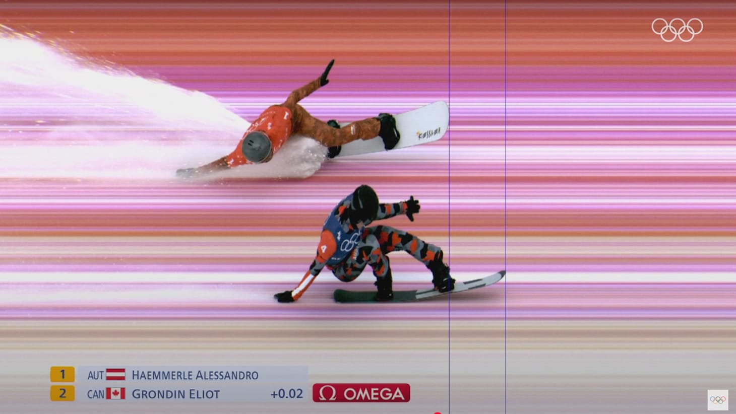 Photo finish for snowboard cross