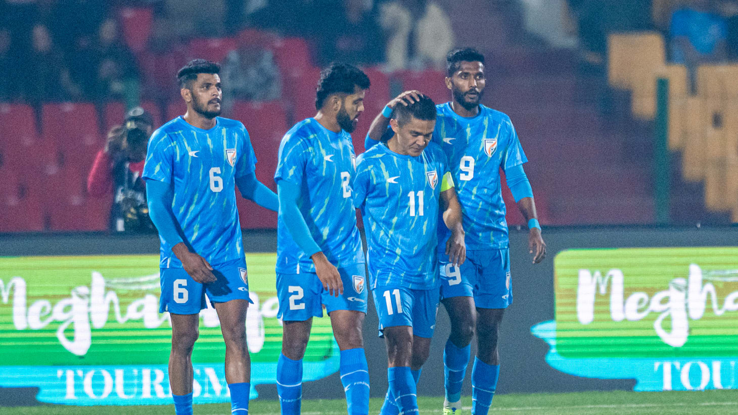 Sunil Chhetri celebrates with teammates
