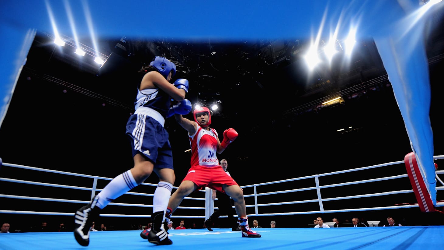 Indian boxer Pooja Rani in action.