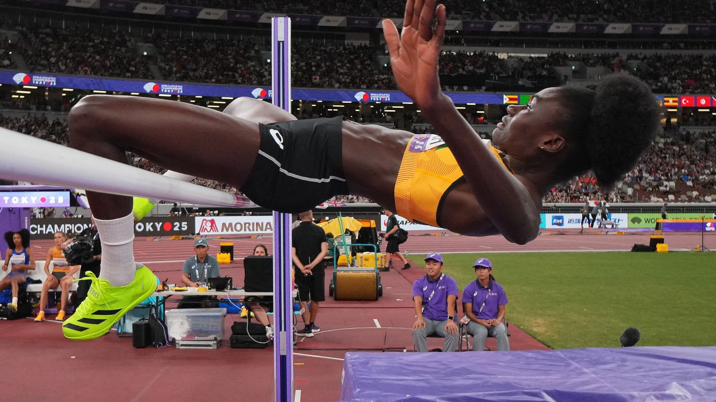 Rose Yeboah of Ghana competes in the women's high jump qualification at the World Athletics Championships Tokyo 2025