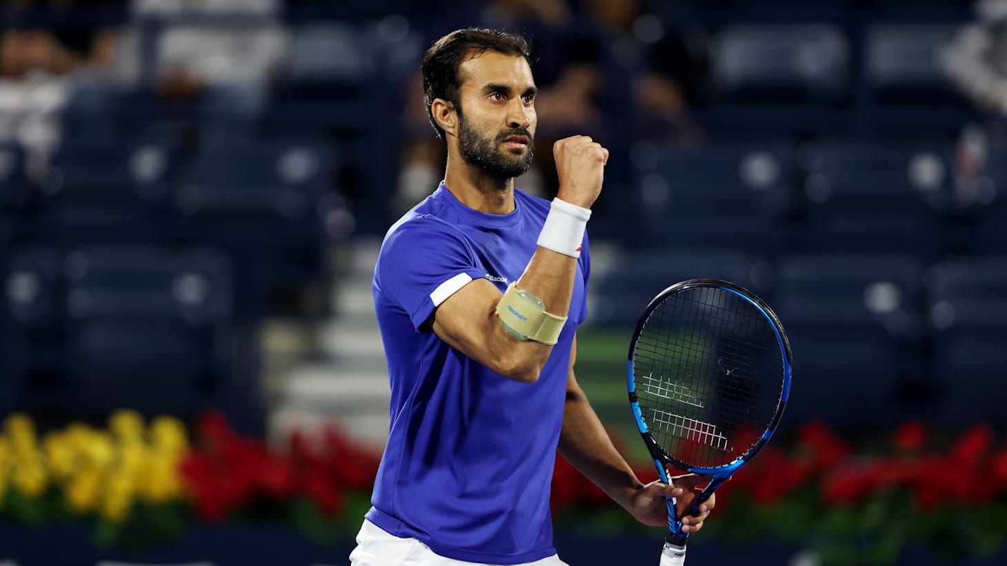 Yuki Bhambri of India celebrates