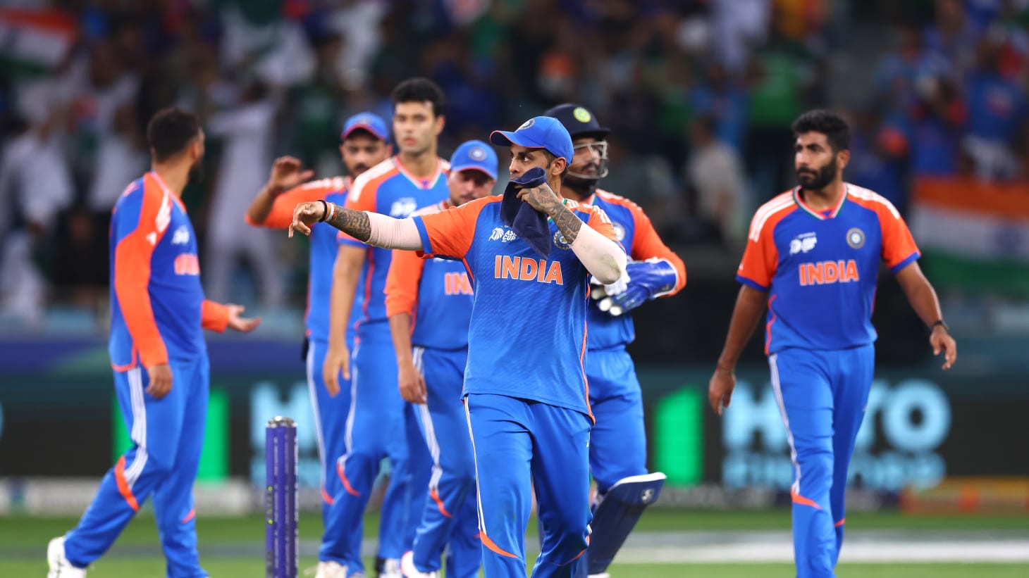 Indian Cricket Team in action during T20 World Cup 2026 Super 8 match against South Africa