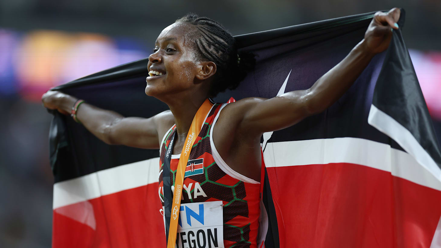 Faith Kipyegon celebrating the double at Budapest 2023?