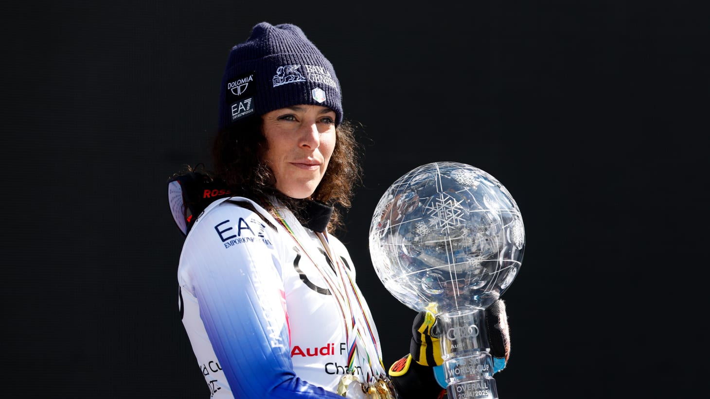 Federica Brignone pictured at the 2025 World Cup Finals in March ahead of her injury