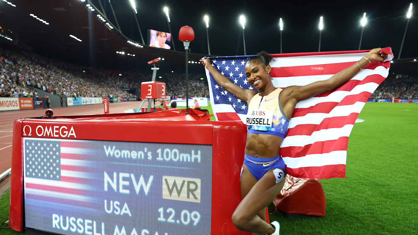 athletics-masai-russell-breaks-women-s-100m-hurdles-world-record-with