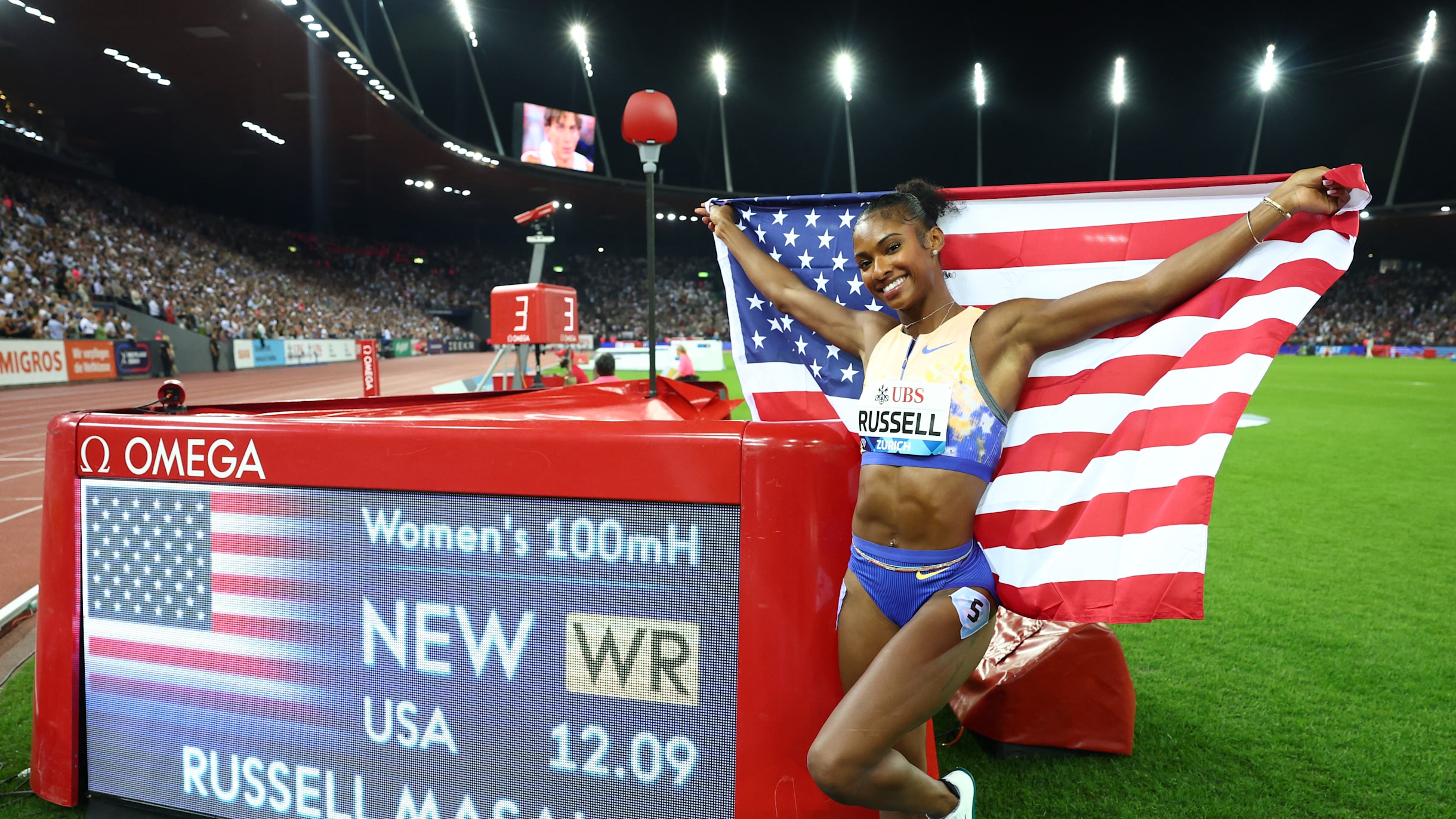 Masai Russell breaks women's 100m hurdles world record with 12.09 at 2026 Zurich Diamond League