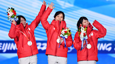 スピードスケート女子団体追い抜き決勝 - 高木美帆、高木菜那、佐藤