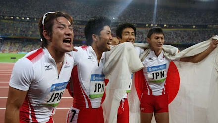 【稀少】サイン（額入り）朝原、末續、髙平、塚原、北京陸上リレー 稀少】サイン（額入り）朝原、末續、髙平、塚原、北京陸上リレー 朝原