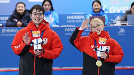 カーリング混合複、アルペン女子回転で日本勢が金丨アジア冬季競技大会