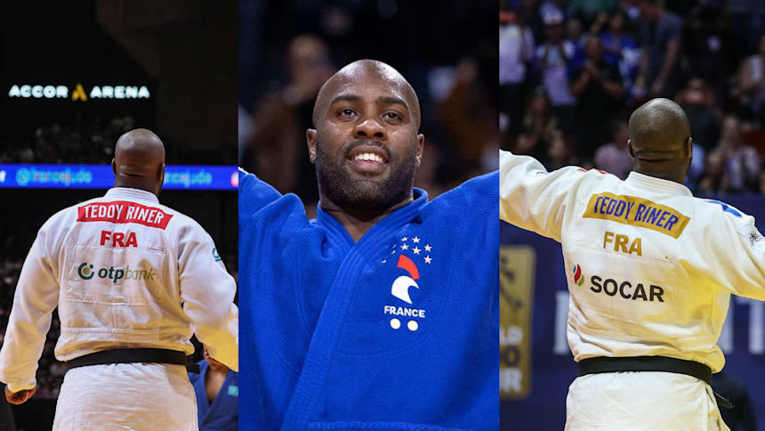 Parche rojo para el campeón del mundo, estrellas y círculos para los títulos y parche doraco para el campeón olímpico
