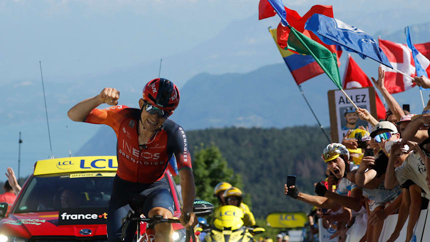 Michal Kwiatkowski celebrates win on stage 13 of the 2023 Tour de France