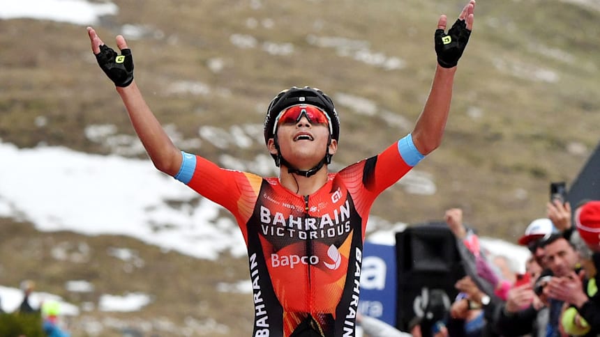 Santiago Buitrago celebrates winning stage 19 at 2023 Giro d'Italia