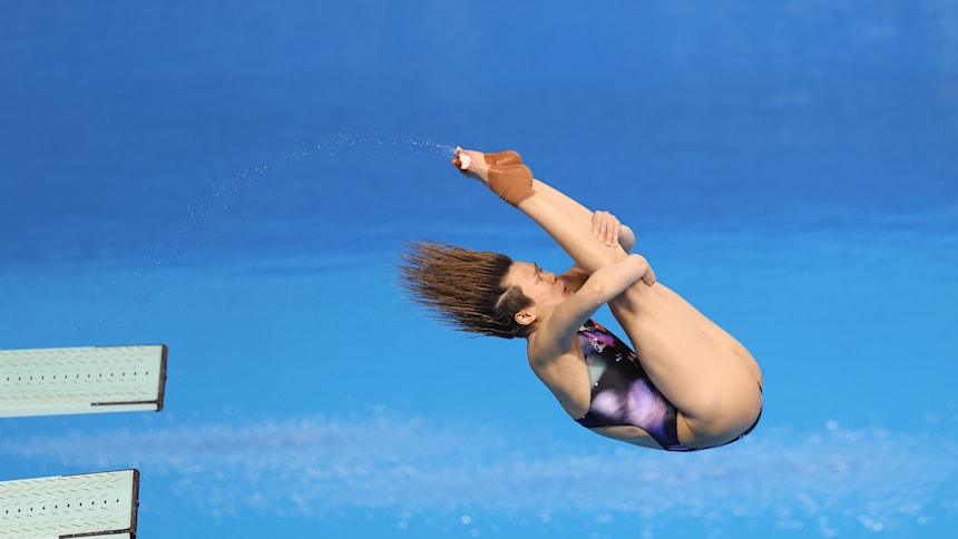 Shi Tingmao of China competes in the 3m Springboard final during the 2021 China Diving Olympic Trials. (Photo by Lintao Zhang/Getty Images)