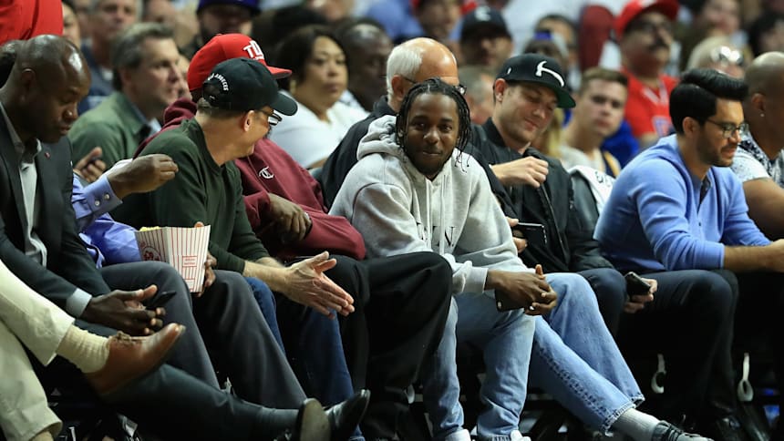 Kendrick Lamar durante un partido de los Utah Jazz y Los Angeles Clippers en 2017.