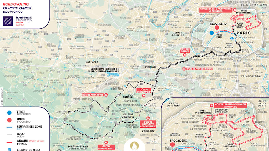 Paris 2024 road Cycling route for Women