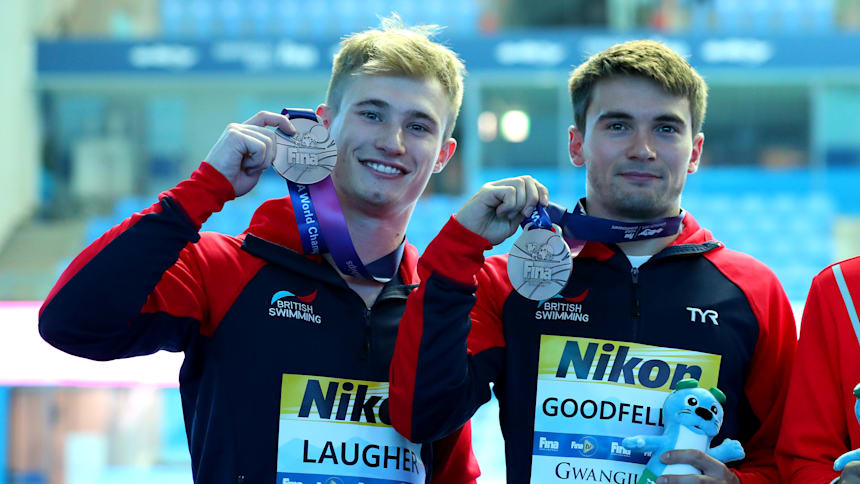 Jack Laugher (left) and Dan Goodfellow (right) won 3m Springboard Synchronised silver at the 2019 world championships in Gwangju, Korea.