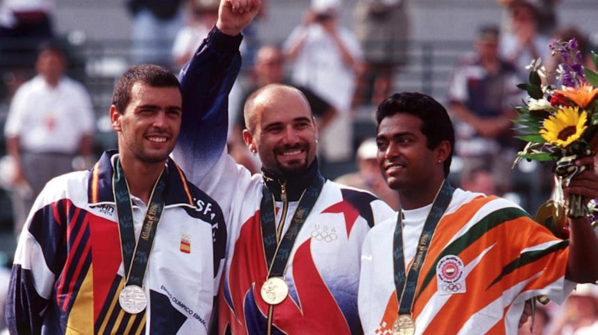 Leander Paes (right) won a bronze medal at Atlanta 1996.