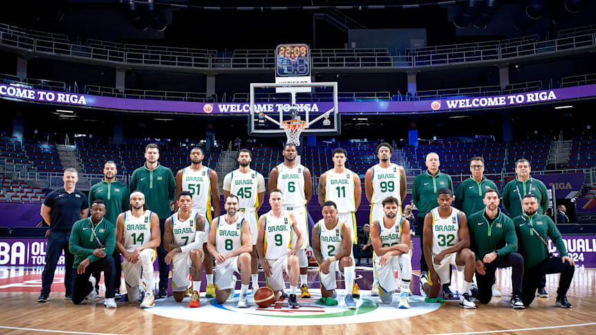 Brazilian men's basketball team in the Olympic Qualifiers Riga 2024.