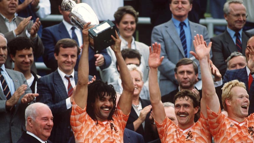 The Netherlands celebrate their title win at the 1988 European Championships.