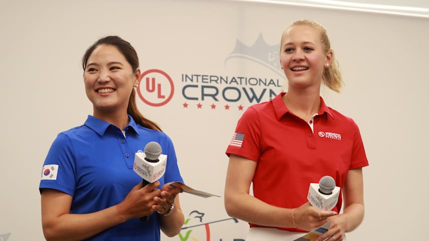 Ryu So-yeon (L) and Jessica Korda ahead of the UL International Crown in July 2018
