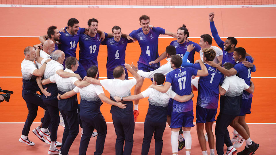 Players of Team France celebrate