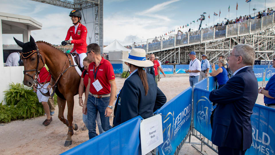 Le président du CIO aux Jeux équestres mondiaux 2018 de la FEI à Tryon 