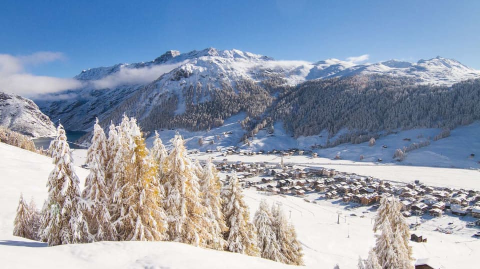 Snowy landscape amidst the mountains of Livigno