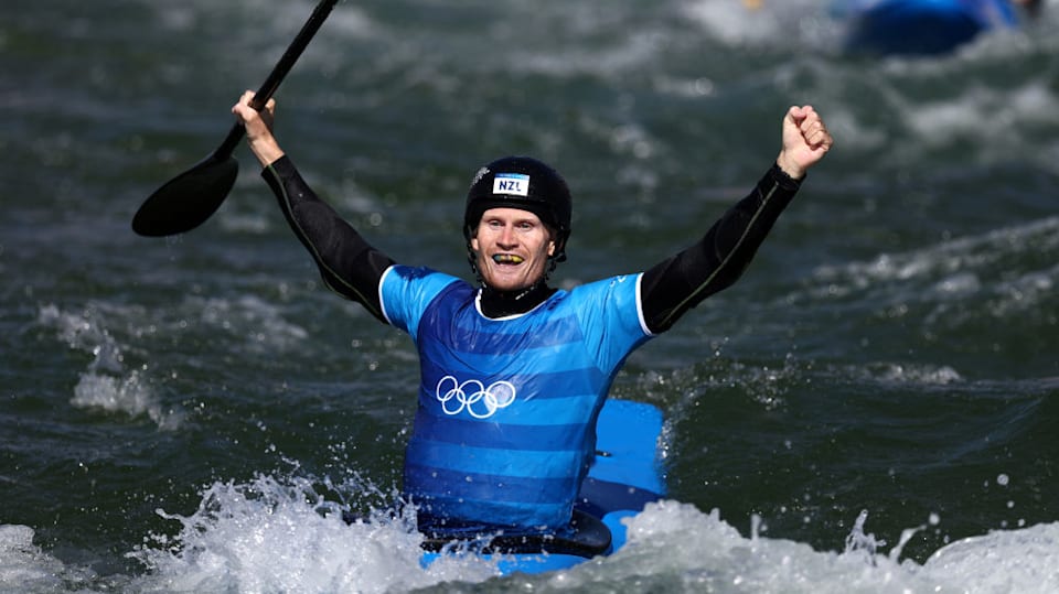 Finn Butcher of New Zealand wins kayak cross gold at Paris 2024