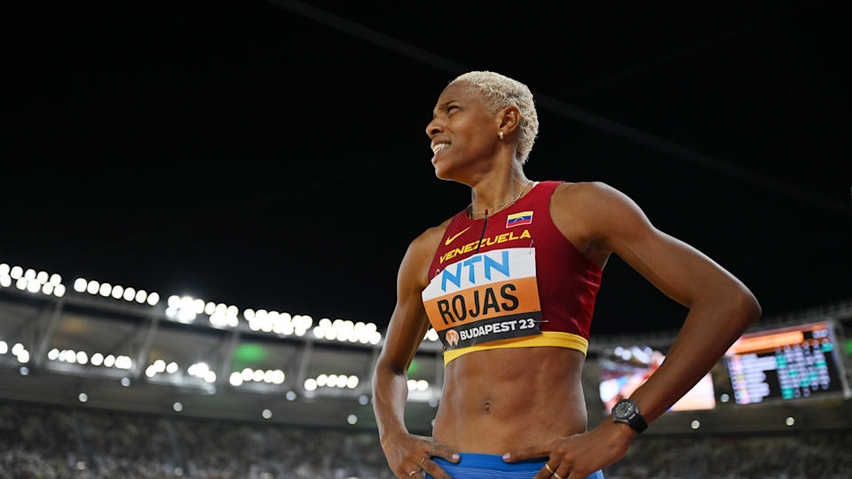 Yulimar Rojas after winning the gold medal at Budapest 2023 World Championships