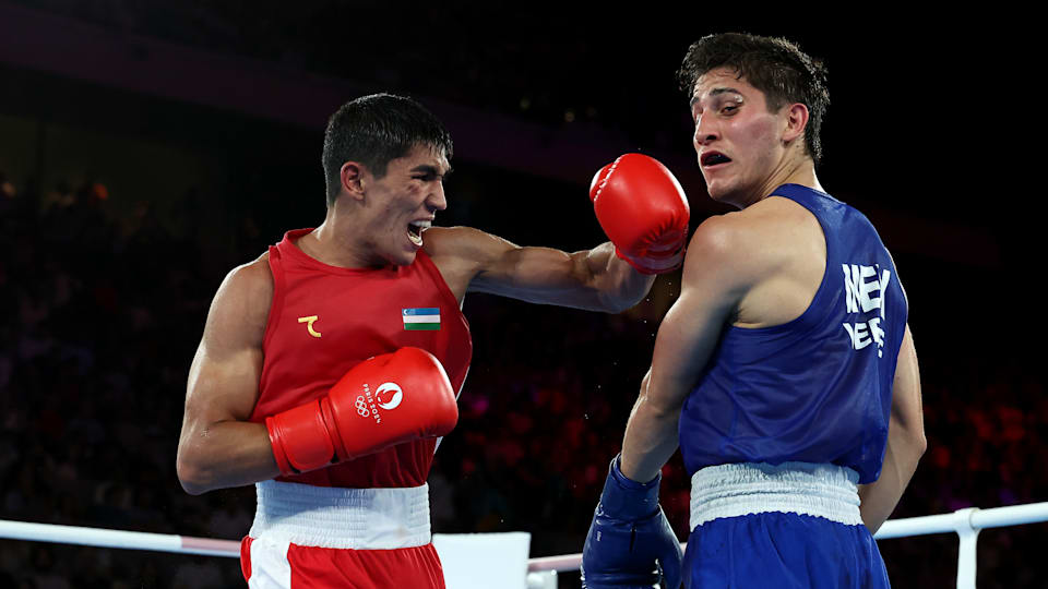 Paris 2024 boxing Asadkhuja Muydinkhujaev of Uzbekistan wins gold