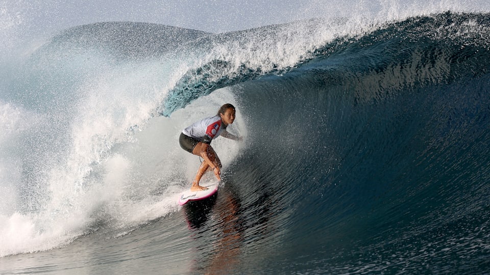 Vahine Fierro at Teahupo'o