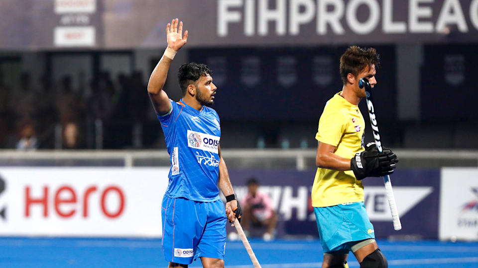 Harmanpreet Singh was the ‘Man of the Match’ in the second game against Australia in the FIH Pro League. Photo: Hockey India