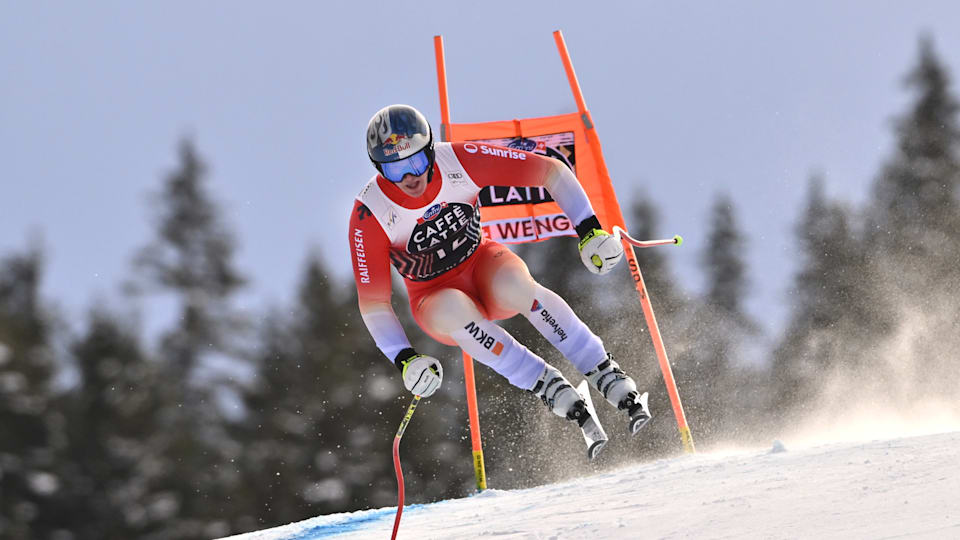 Franjo Von Allmen beim Training am 15. Januar für den Ski Alpin Weltcup in Wengen 