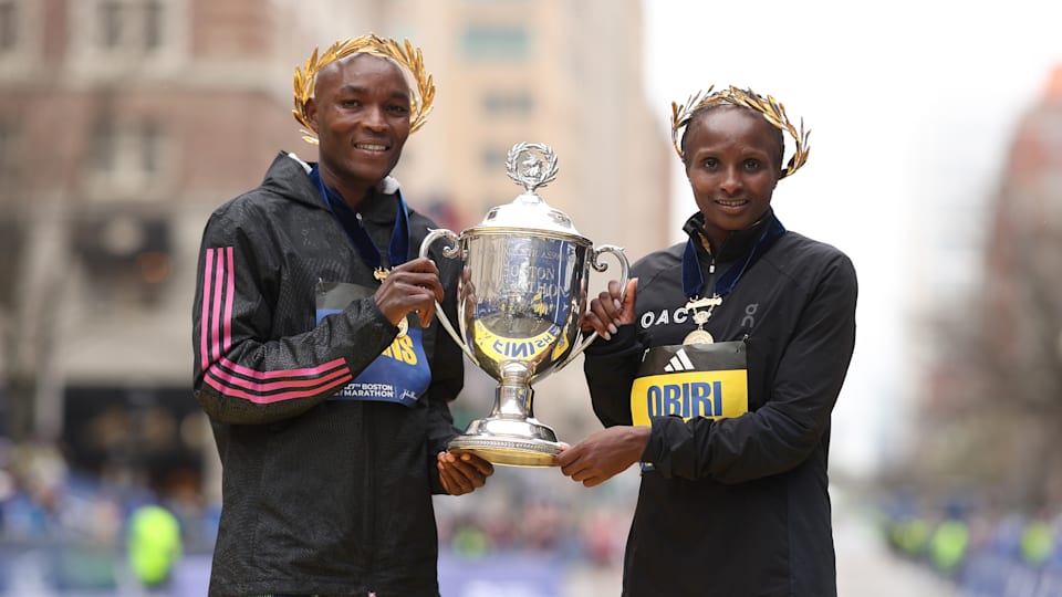 Kenya's Evans Chebet and Hellen Obiri return to defend their titles in Boston.