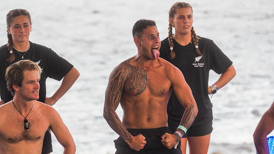 Team New Zealand has a tradition of performing the haka at every opening ceremony of the ISA World Surfing Games.