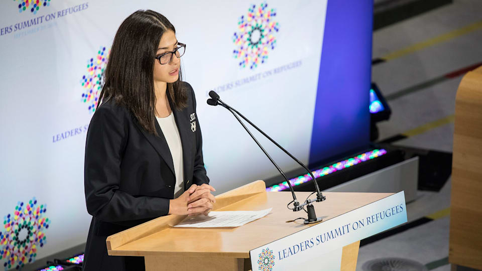 Refugee Olympic Team athlete introduces President of the United States at the Leaders’ Summit on Refugees in New York