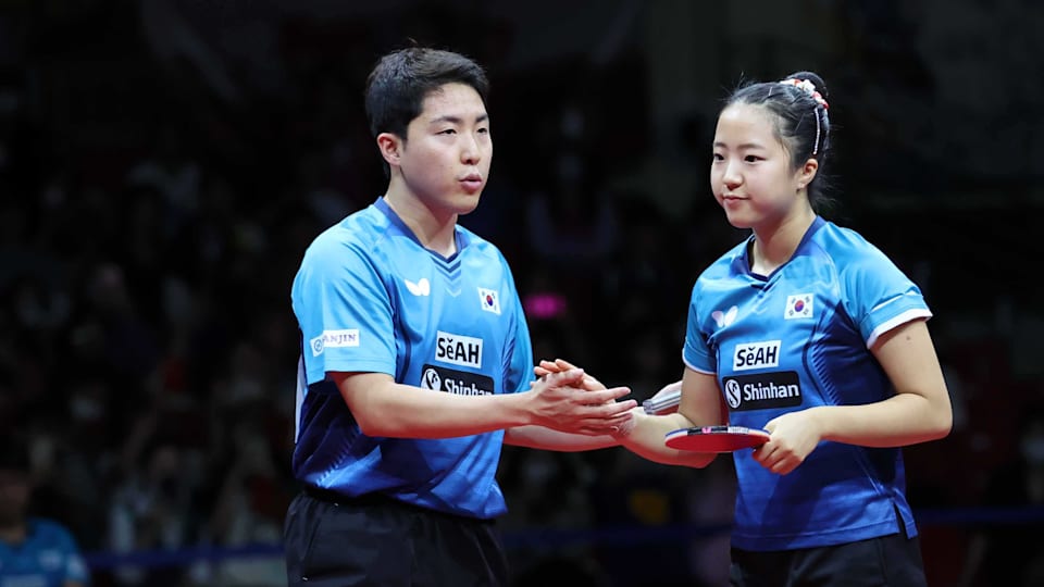 평창 아시아탁구선수권 혼합 복식에 나선 임종훈-신유빈