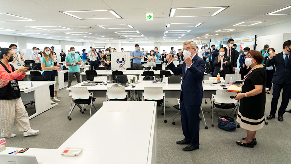 IOC President Thomas Bach visits Tokyo 2020 headquarters