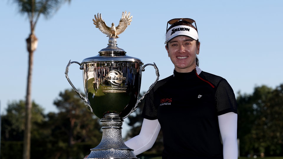 Hannah Green of Australia poses with the trophy after winning the JM Eagle LA Championship at Wilshire Country Club on in Los Angeles, California.