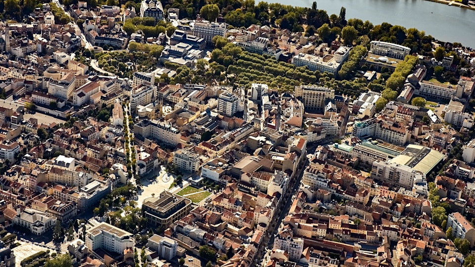 Aerial view of Vichy, a UNESCO World Heritage Site