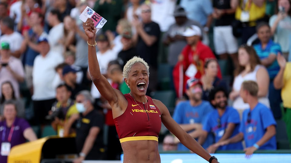 Yulimar Rojas after winning the gold medal in Oregon 2022.