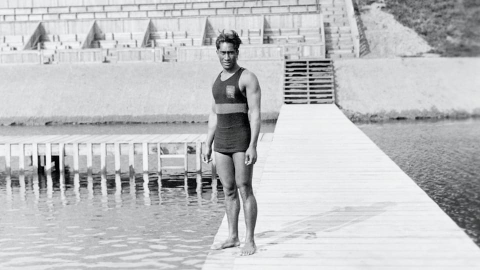 The legend of Duke Kahanamoku, the father of modern surfing and double Olympic champion in Antwerp 