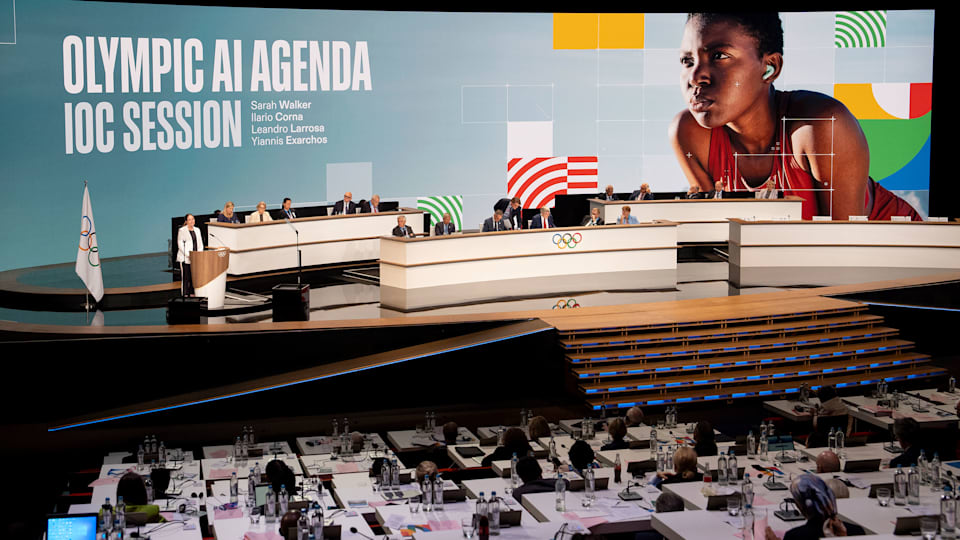 142nd IOC Session Olympic Artificial Intelligence Agenda presentation Palais des Congrès, Grand Amphithé?tre