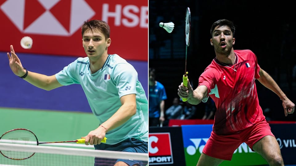 Christo Popov (on the left) and his brother Toma Junior Popov (on the right) at the French badminton open on 5-6 March 2024