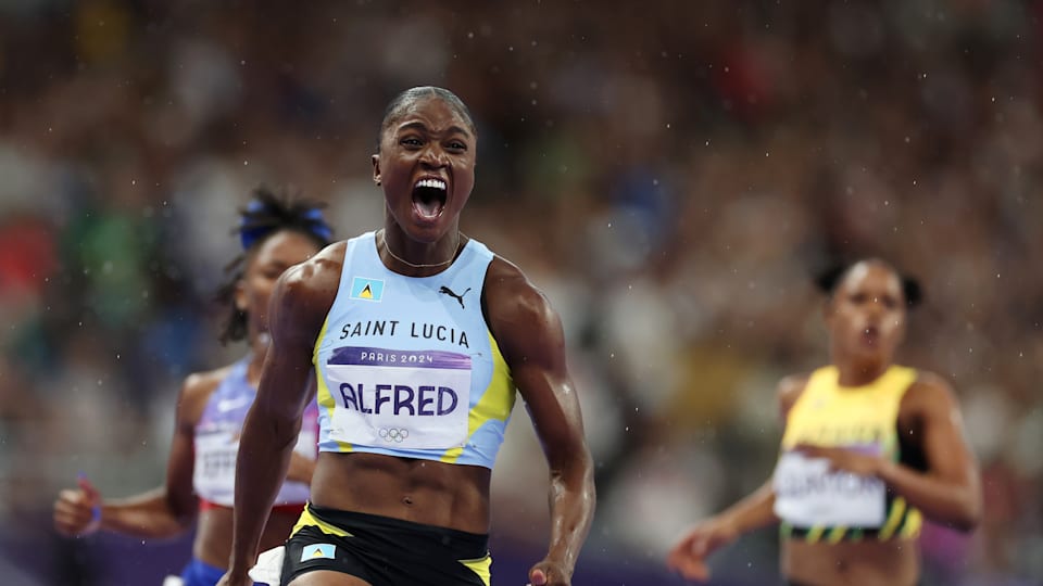 Paris 2024 athletics Julien Alfred shocks Sha’Carri Richardson to win women’s 100m gold all