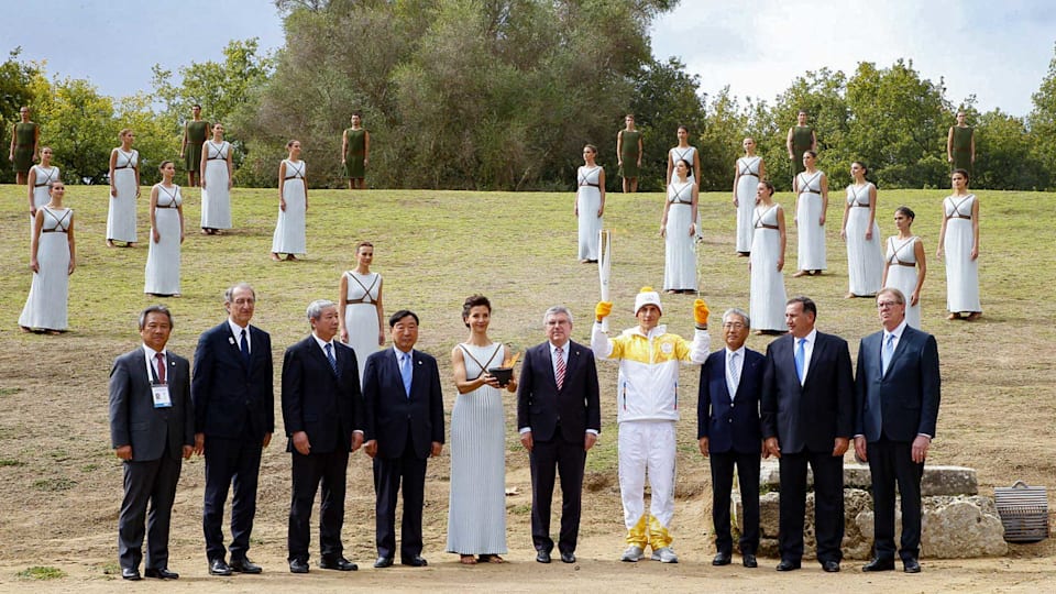 Olympic flame for PyeongChang 2018 shines brightly as Olympic Movement shows its support at Ancient Olympia