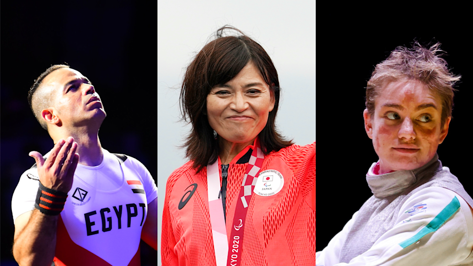 Egyptian Para powerlifter Sherif Osman, Japanese Para cyclist Sugiura Keiko, and Italian wheelchair fencer Bebe Vio.