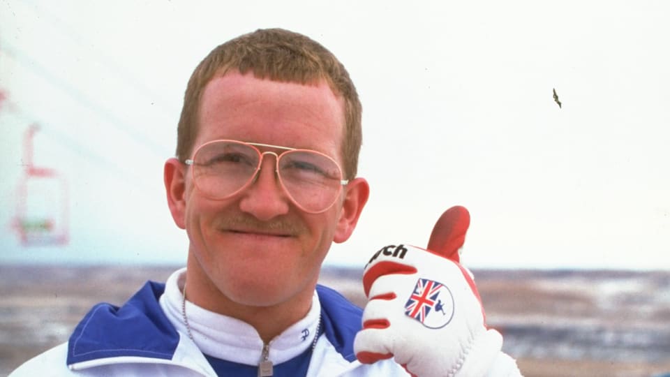 Eddie Edwards before the 70 metres Ski Jump event during the 1988 Olympic Games