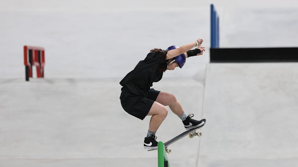 Yumeka Oda of Japan competes in the women's skateboarding street prelims on day two during the Olympic Qualifier Series on on May 17, 2024 in Shanghai, China